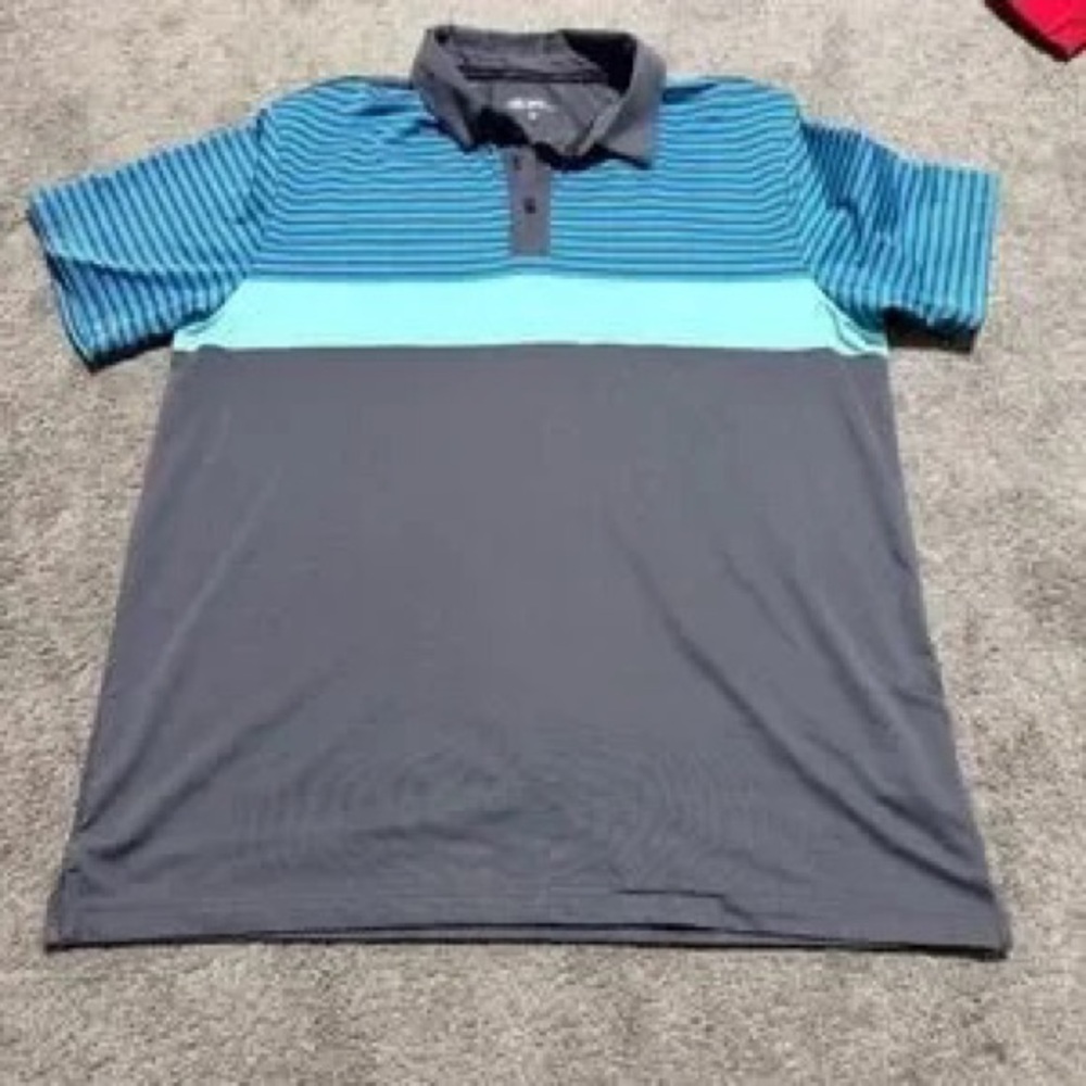 Men's Striped Blue & Gray Polo Shirt